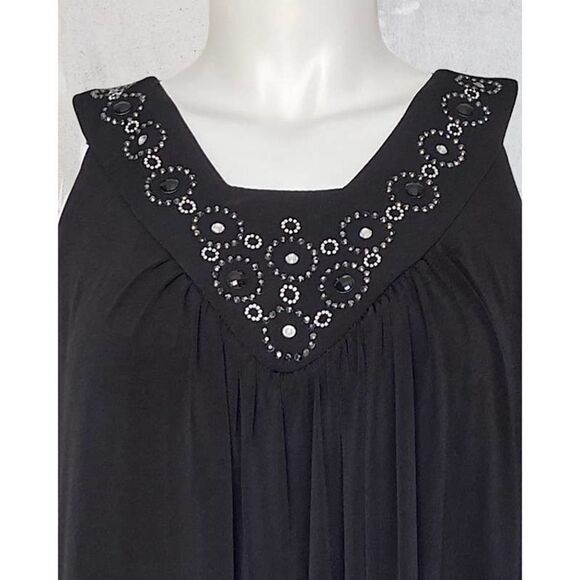 ALYX Black Casual Dress Halter Top Sleeveless Ruched Hem Rhinestones‎ Sz M - Picture 4 of 7